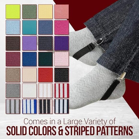 Hold’Em 1” Boot Straps Leg Pant Stirrup Elastic Extra Heavy Clips - Red/White - Picture 7 of 8